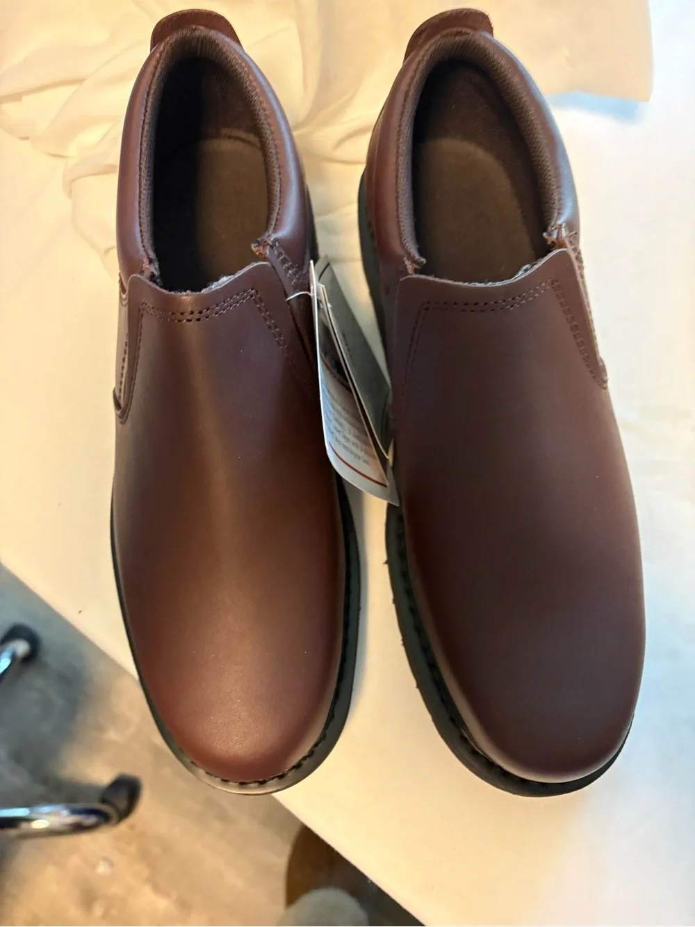 Work America Men’s Brown Oxford Slip-On Casual Loafers